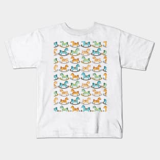 Cute and Adorable Rocking Horse Seamless Pattern Design Kids T-Shirt